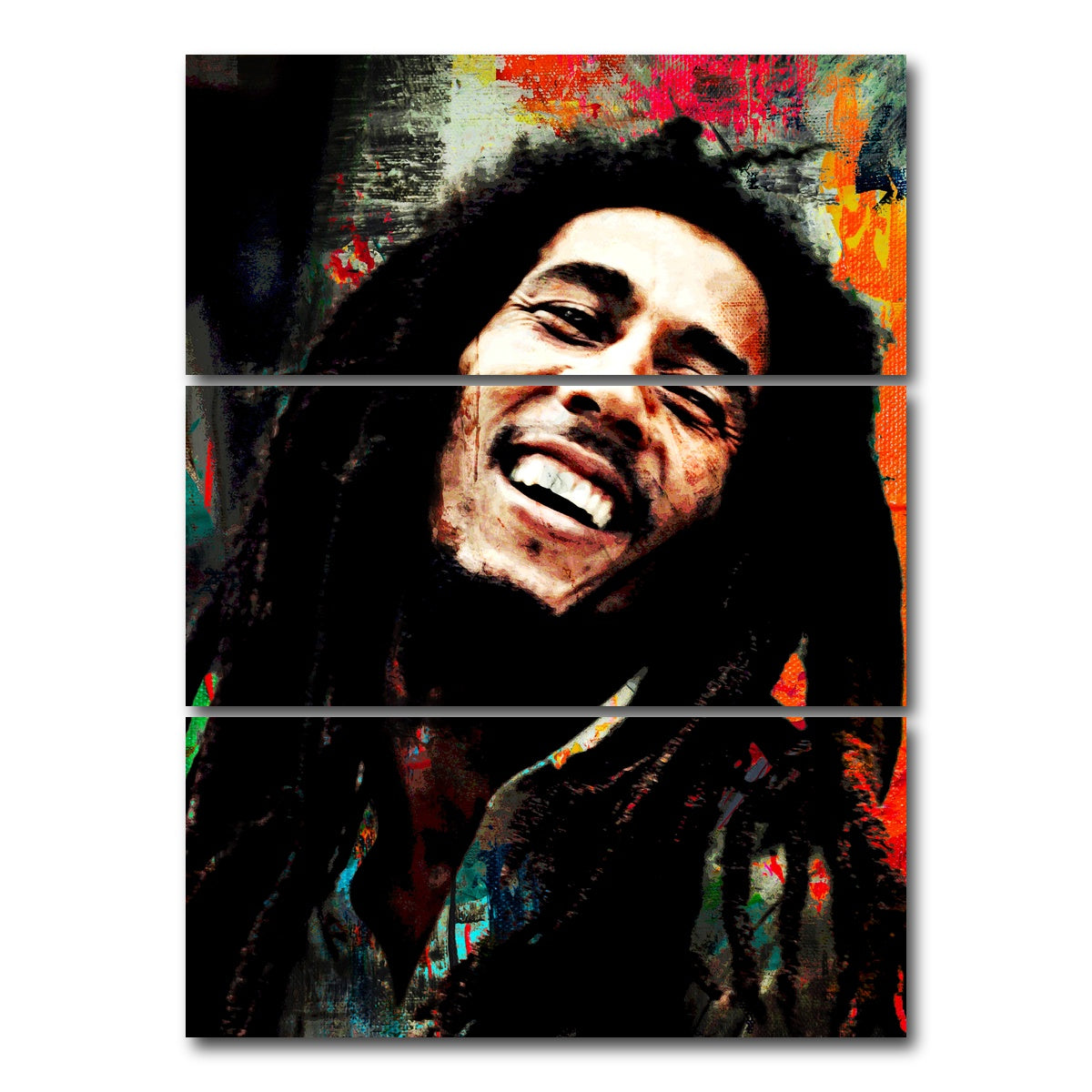 AUTO-MOCKUP WHITE | Bob Marley | 3 Piece | Gallery Wrap Canvas | group=8x18_stacked