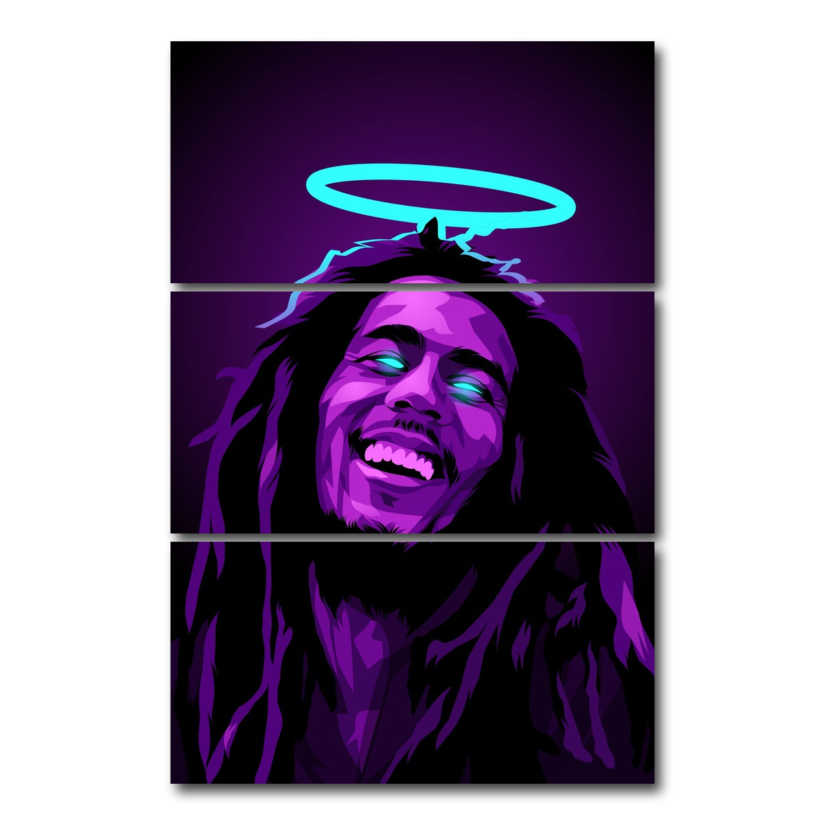 AUTO-MOCKUP WHITE | Bob marley RIP | 3 Piece | Gallery Wrap Canvas | group=12x24_stacked