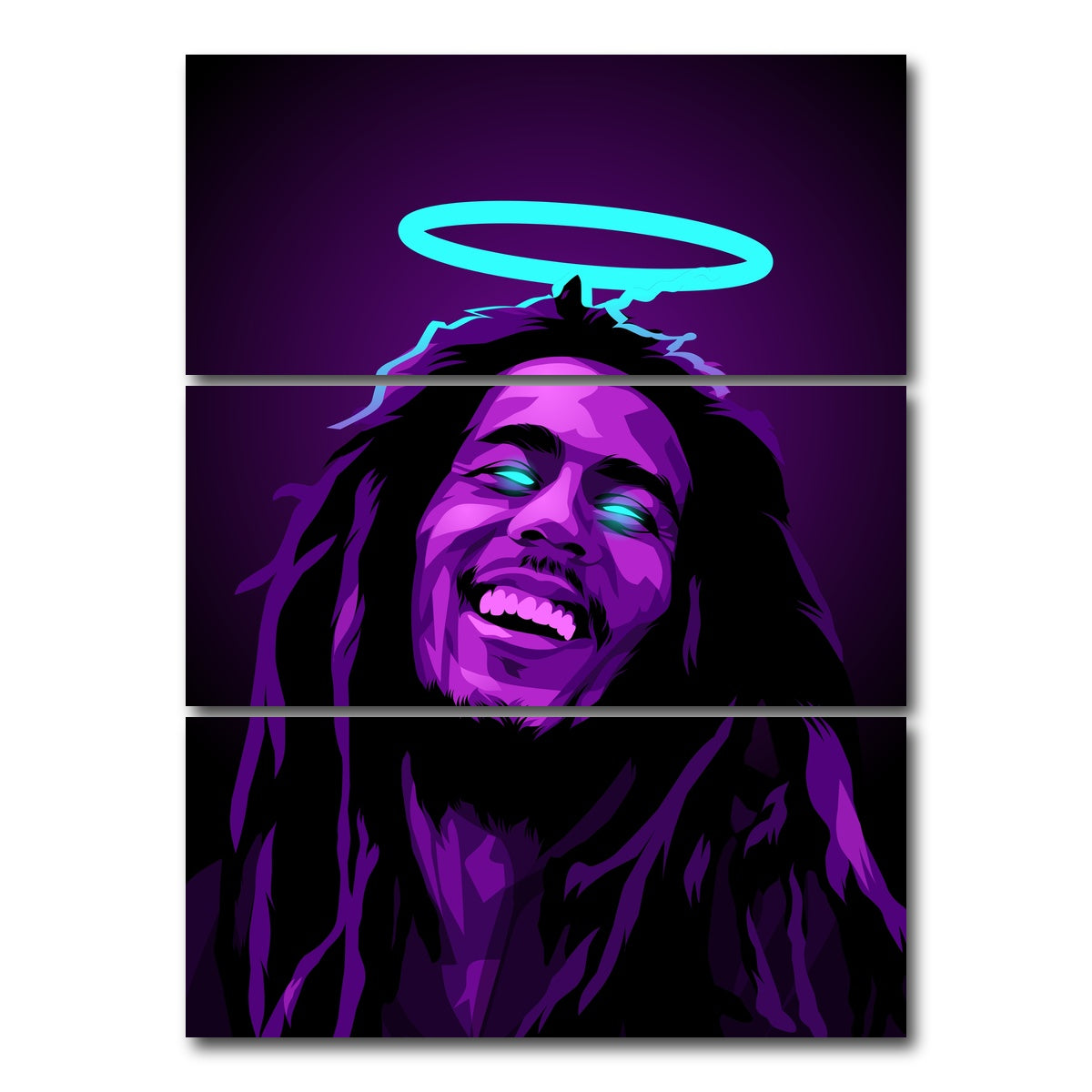 AUTO-MOCKUP WHITE | Bob marley RIP | 3 Piece | Gallery Wrap Canvas | group=8x18_stacked