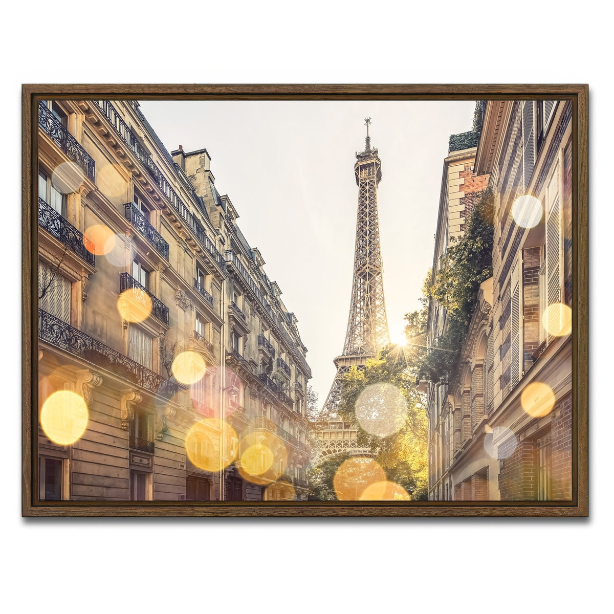 AUTO-MOCKUP WHITE | Bokeh In Paris | 1 Piece | Walnut Framed Canvas | group=4x3