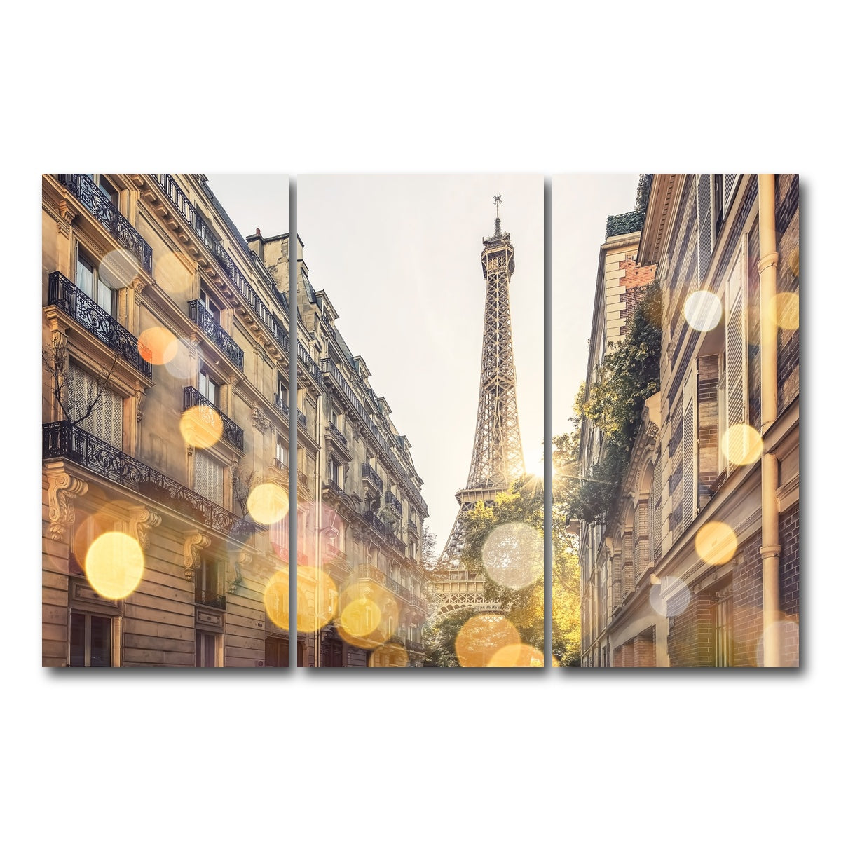 AUTO-MOCKUP WHITE | Bokeh In Paris | 3 Piece | Gallery Wrap Canvas | group=12x24