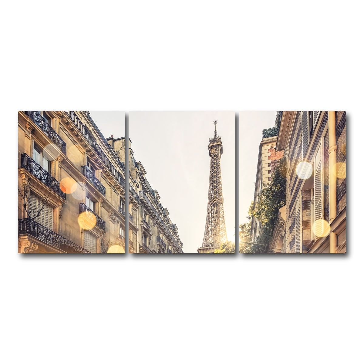 AUTO-MOCKUP WHITE | Bokeh In Paris | 3 Piece | Gallery Wrap Canvas | group=18x24