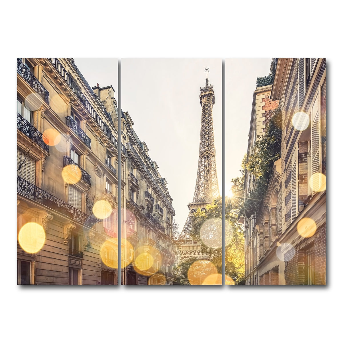 AUTO-MOCKUP WHITE | Bokeh In Paris | 3 Piece | Gallery Wrap Canvas | group=8x18