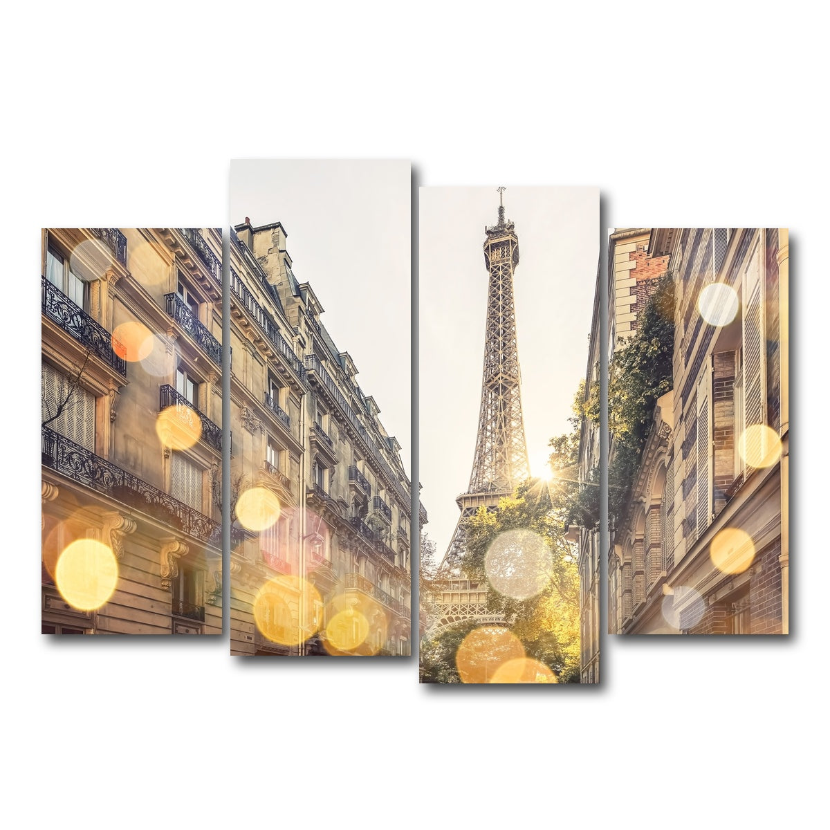 AUTO-MOCKUP WHITE | Bokeh In Paris | 4 Piece | Gallery Wrap Canvas | group=4_normal