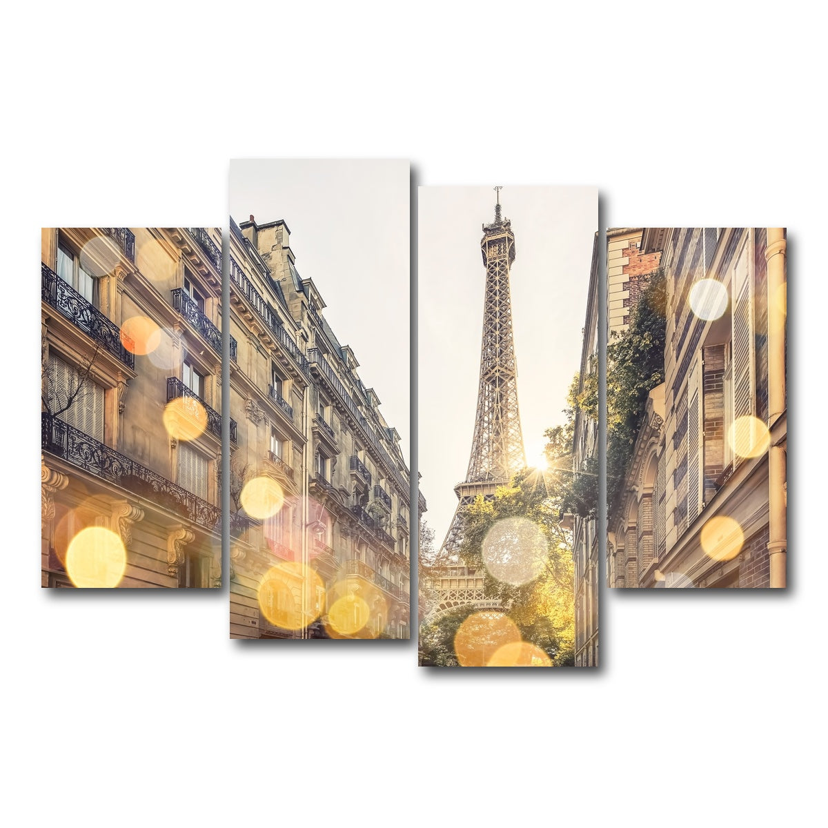 AUTO-MOCKUP WHITE | Bokeh In Paris | 4 Piece | Gallery Wrap Canvas | group=4_short