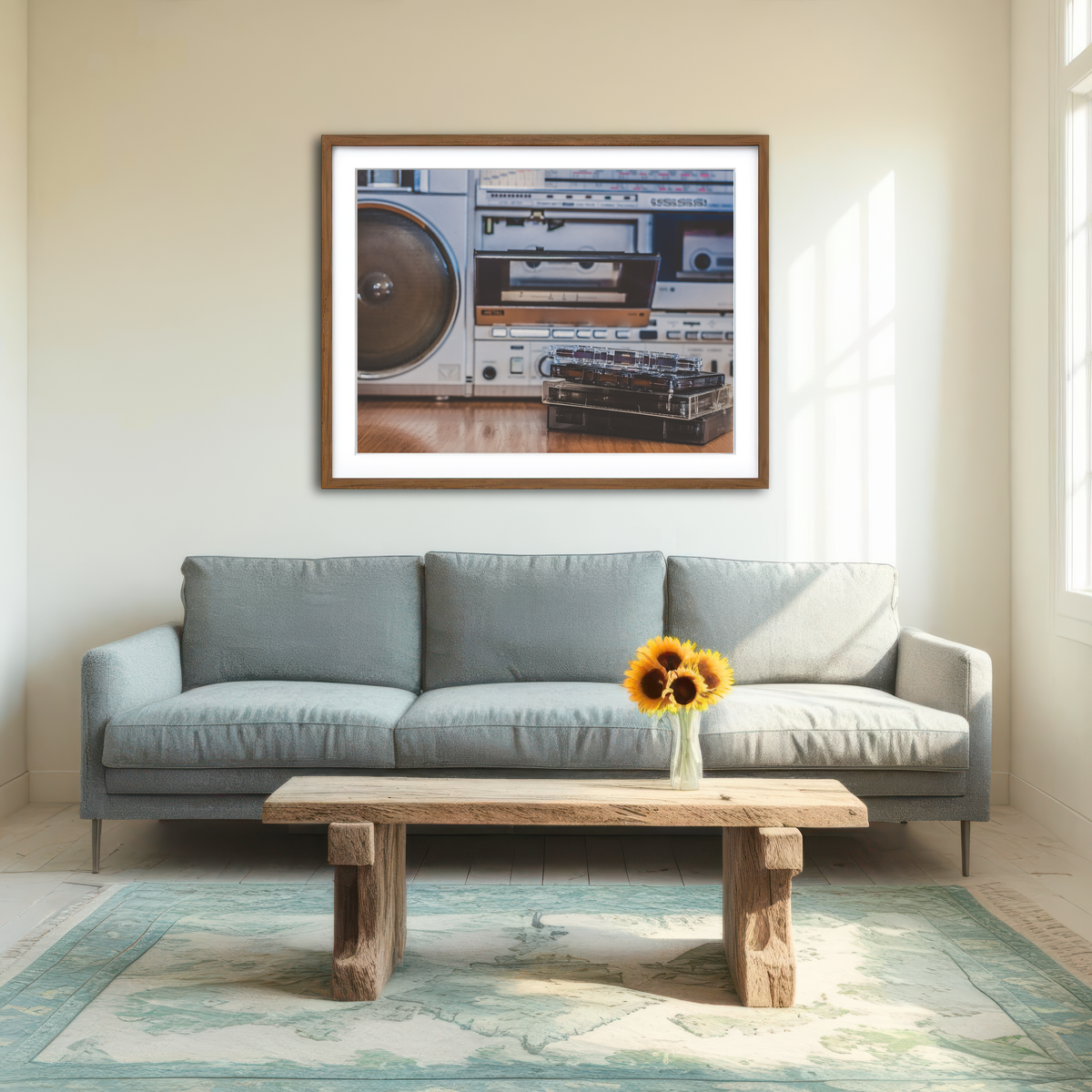AUTO-MOCKUP ROOM | Boombox and Cassettes Wall Art