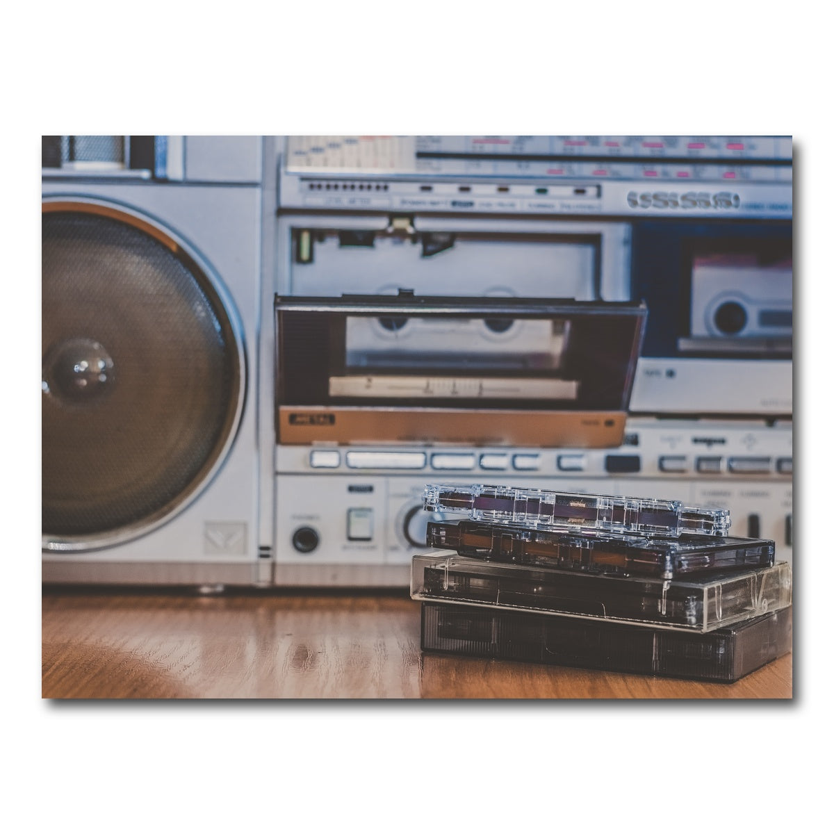 AUTO-MOCKUP WHITE | Boombox and Cassettes | 1 Piece | Gallery Wrap Canvas | group=4x3