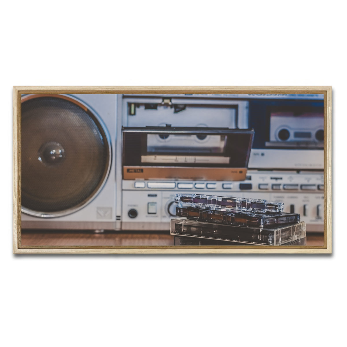 AUTO-MOCKUP WHITE | Boombox and Cassettes | 1 Piece | Natural Framed Canvas | group=2x1
