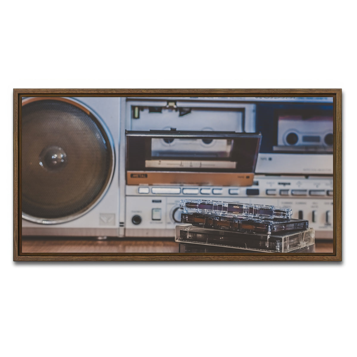 AUTO-MOCKUP WHITE | Boombox and Cassettes | 1 Piece | Walnut Framed Canvas | group=2x1