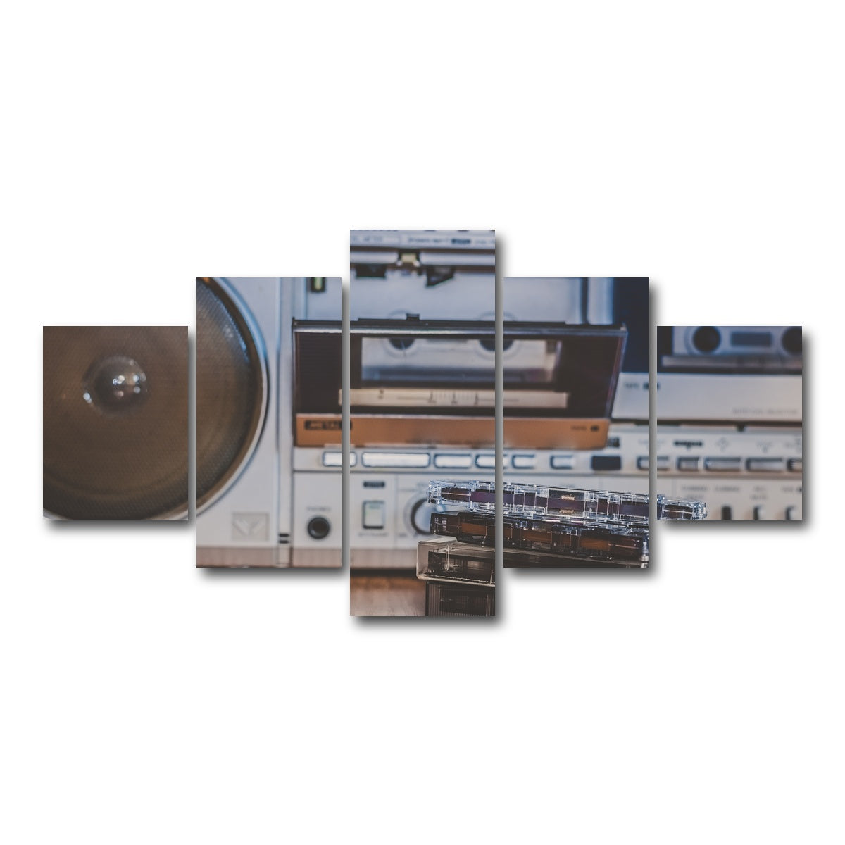 AUTO-MOCKUP WHITE | Boombox and Cassettes | 5 Piece | Gallery Wrap Canvas | group=5_short