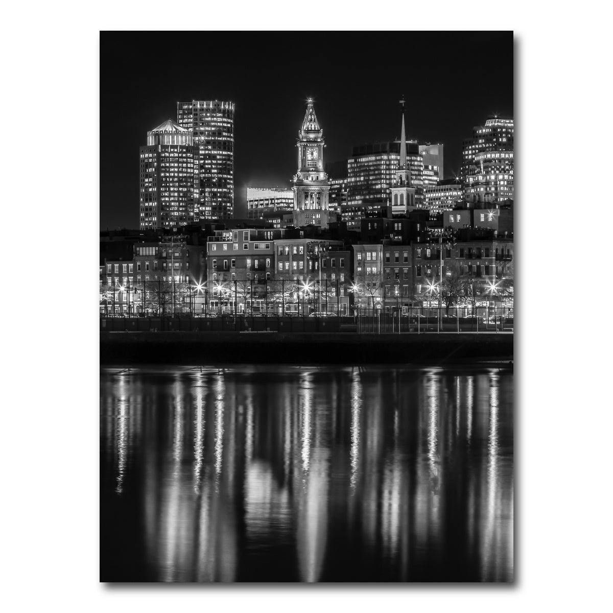 AUTO-MOCKUP WHITE | Boston Evening Skyline of North End | 1 Piece | Gallery Wrap Canvas | group=3x4