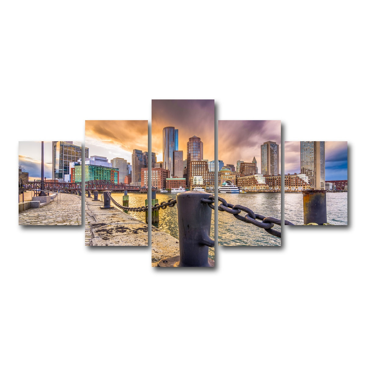AUTO-MOCKUP WHITE | Boston Harbor | 5 Piece | Gallery Wrap Canvas | group=5_short
