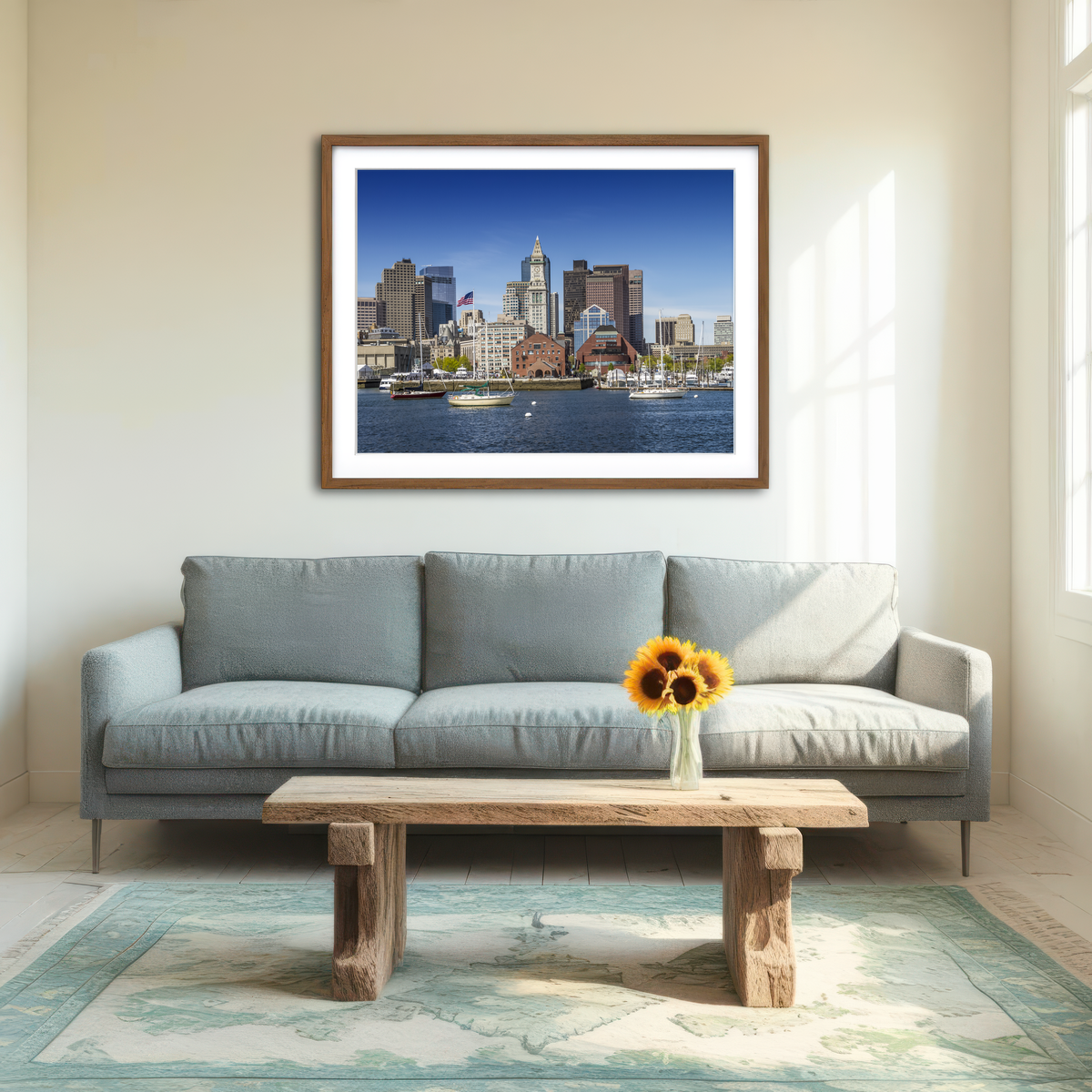AUTO-MOCKUP ROOM | Boston Skyline North End & Financial District Wall Art