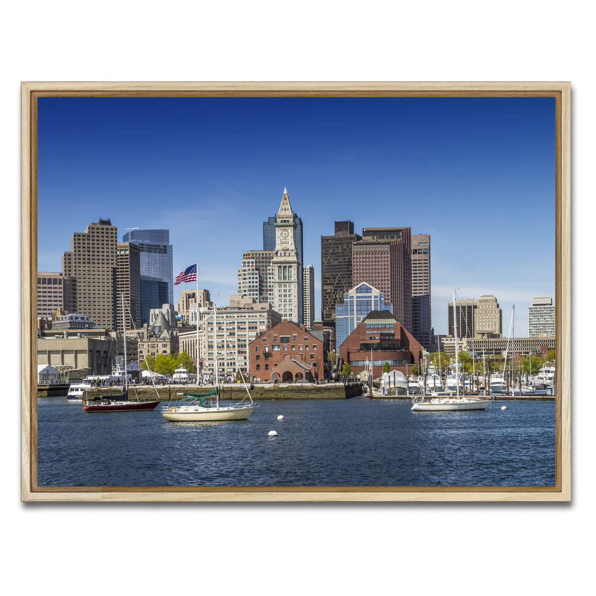 AUTO-MOCKUP WHITE | Boston Skyline North End & Financial District | 1 Piece | Natural Framed Canvas | group=4x3