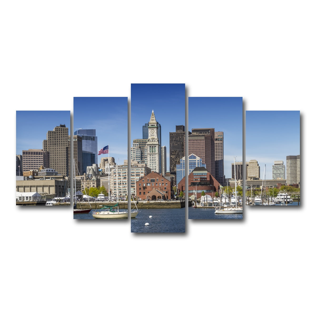 AUTO-MOCKUP WHITE | Boston Skyline North End & Financial District | 5 Piece | Gallery Wrap Canvas | group=5_normal