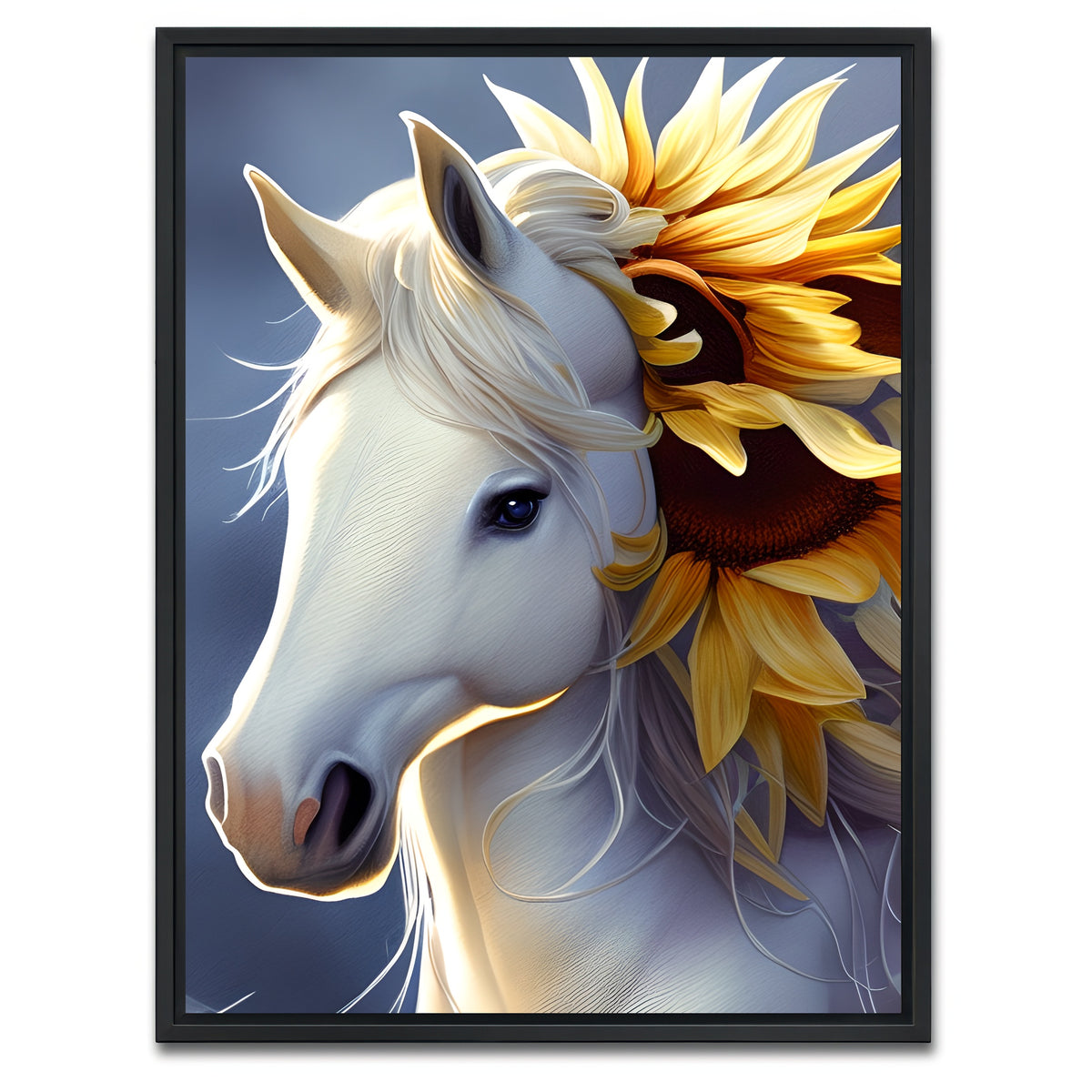 AUTO-MOCKUP WHITE | Botanical Horse | 1 Piece | Black Framed Canvas | group=3x4