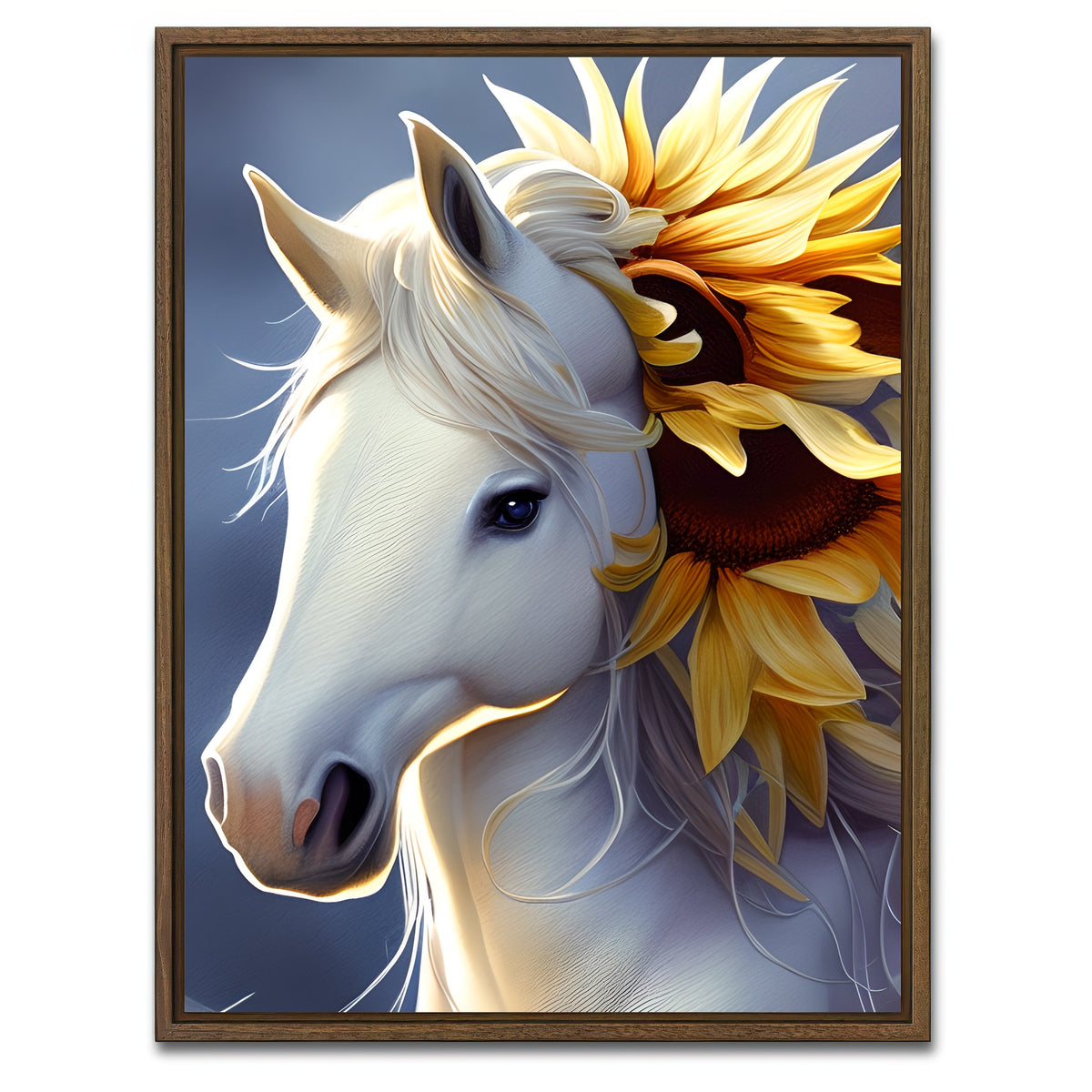 AUTO-MOCKUP WHITE | Botanical Horse | 1 Piece | Walnut Framed Canvas | group=3x4