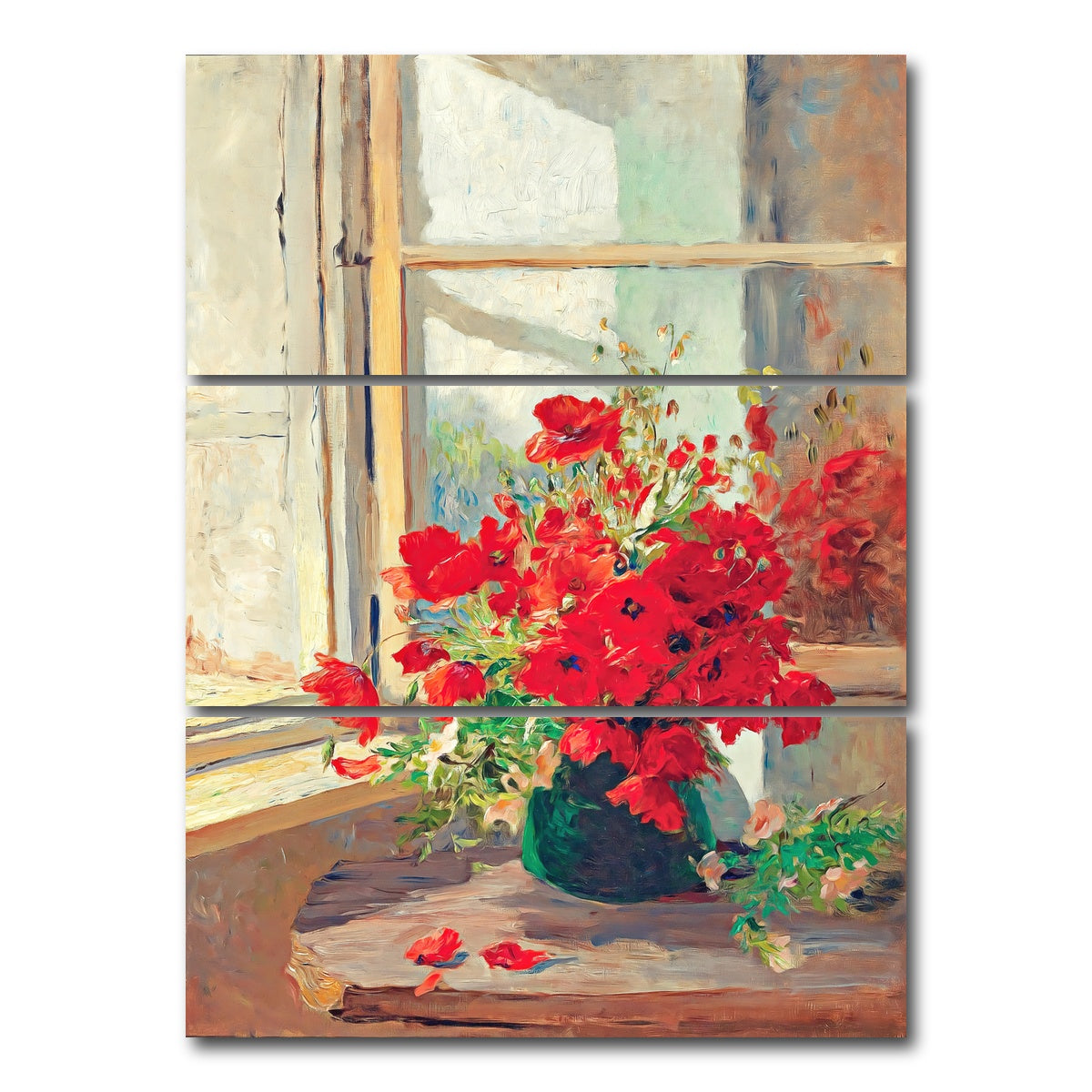 AUTO-MOCKUP WHITE | Bouquet of poppies | 3 Piece | Gallery Wrap Canvas | group=8x18_stacked