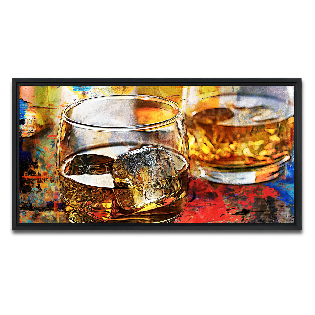 AUTO-MOCKUP WHITE | Bourbon Whiskey Abstract | 1 Piece | Black Framed Canvas | group=2x1