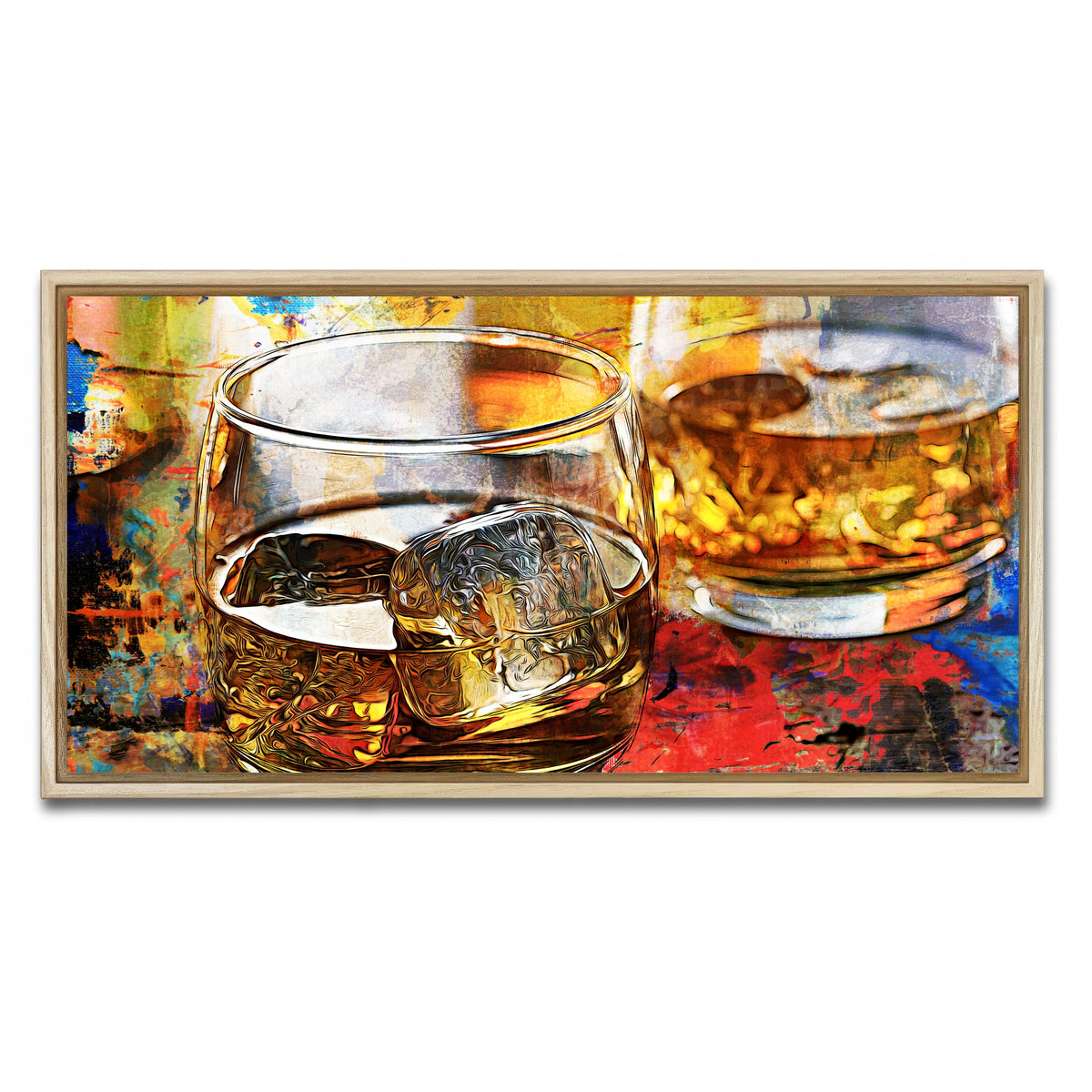 AUTO-MOCKUP WHITE | Bourbon Whiskey Abstract | 1 Piece | Natural Framed Canvas | group=2x1
