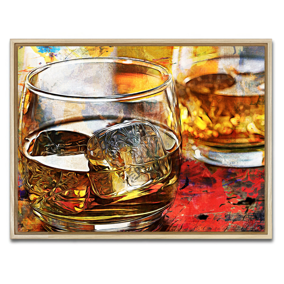 AUTO-MOCKUP WHITE | Bourbon Whiskey Abstract | 1 Piece | Natural Framed Canvas | group=4x3