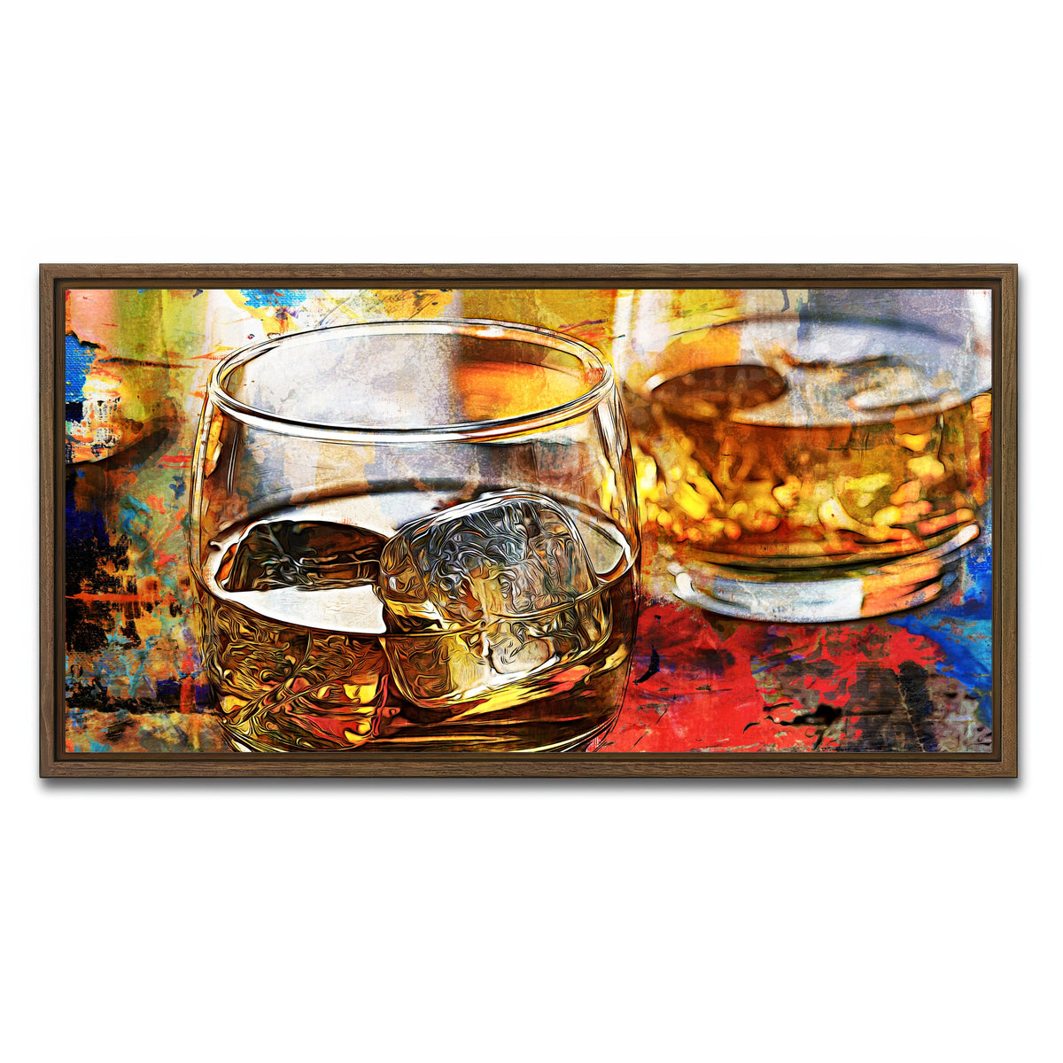 AUTO-MOCKUP WHITE | Bourbon Whiskey Abstract | 1 Piece | Walnut Framed Canvas | group=2x1