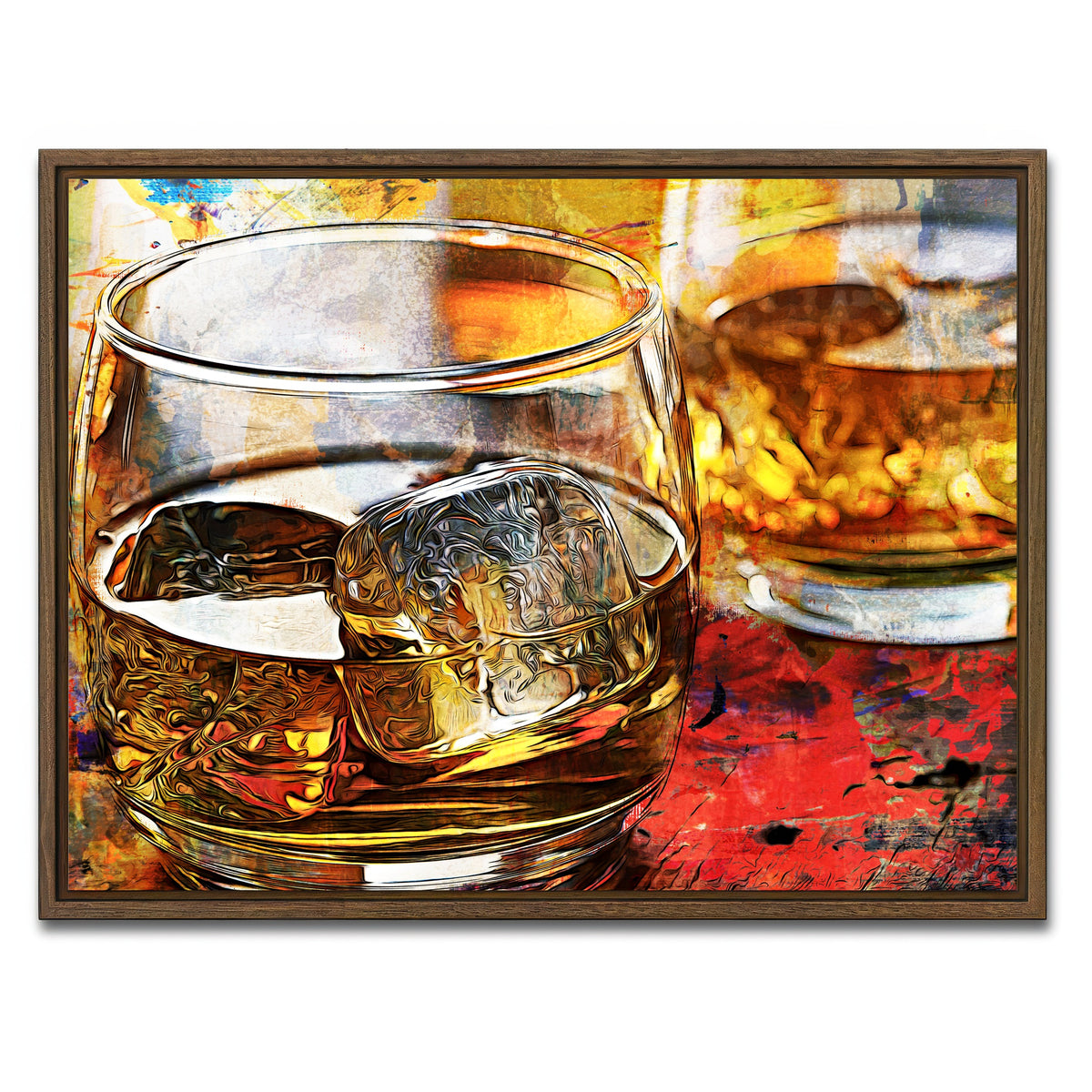 AUTO-MOCKUP WHITE | Bourbon Whiskey Abstract | 1 Piece | Walnut Framed Canvas | group=4x3