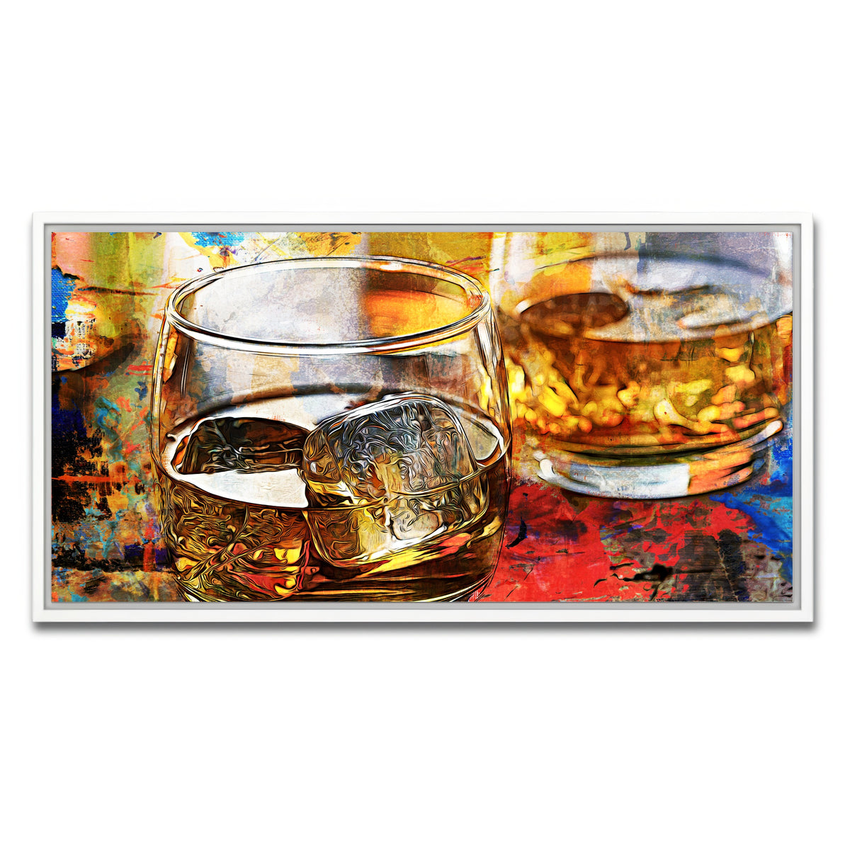 AUTO-MOCKUP WHITE | Bourbon Whiskey Abstract | 1 Piece | White Framed Canvas | group=2x1