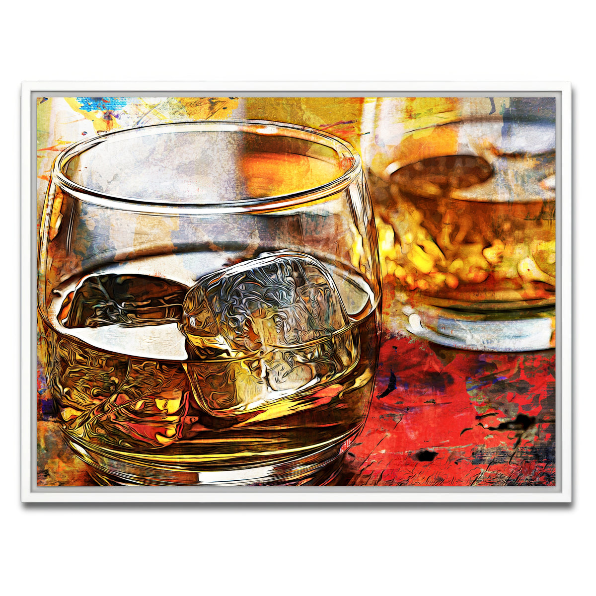 AUTO-MOCKUP WHITE | Bourbon Whiskey Abstract | 1 Piece | White Framed Canvas | group=4x3