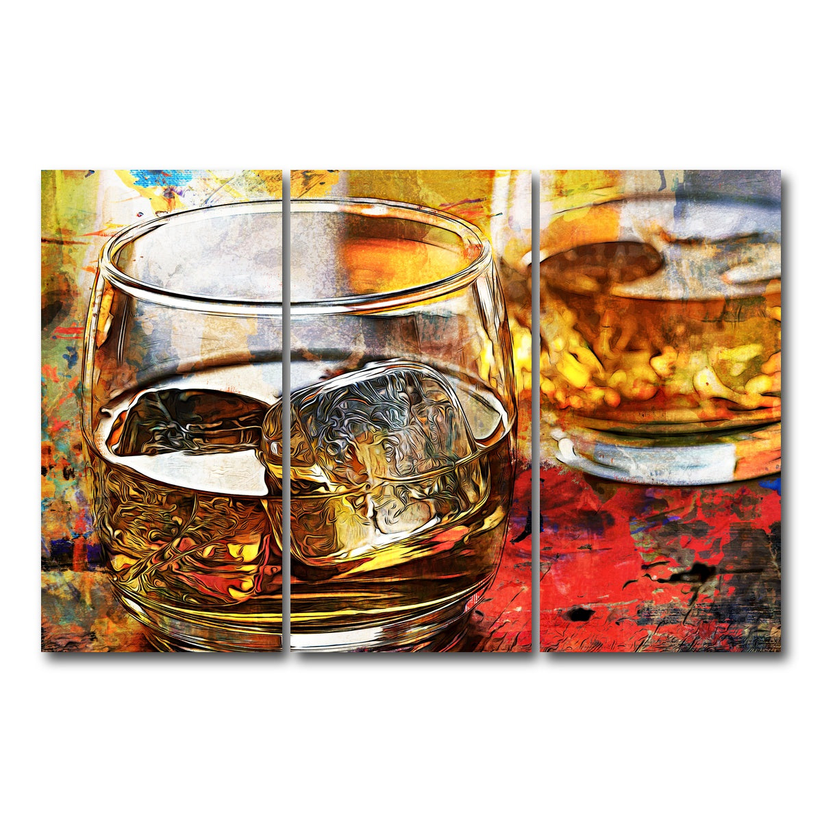AUTO-MOCKUP WHITE | Bourbon Whiskey Abstract | 3 Piece | Gallery Wrap Canvas | group=12x24