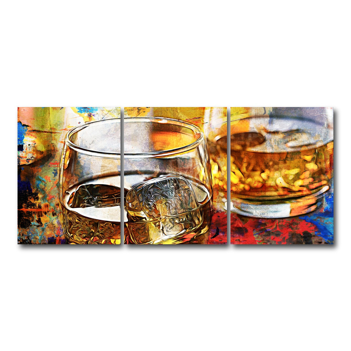 AUTO-MOCKUP WHITE | Bourbon Whiskey Abstract | 3 Piece | Gallery Wrap Canvas | group=18x24