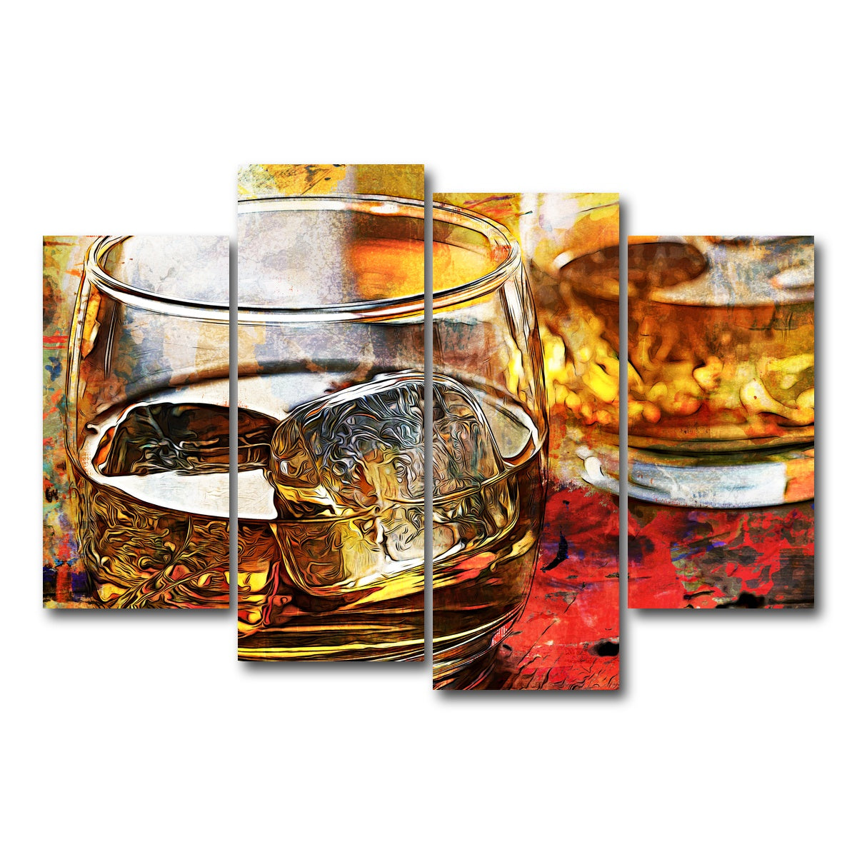 AUTO-MOCKUP WHITE | Bourbon Whiskey Abstract | 4 Piece | Gallery Wrap Canvas | group=4_short