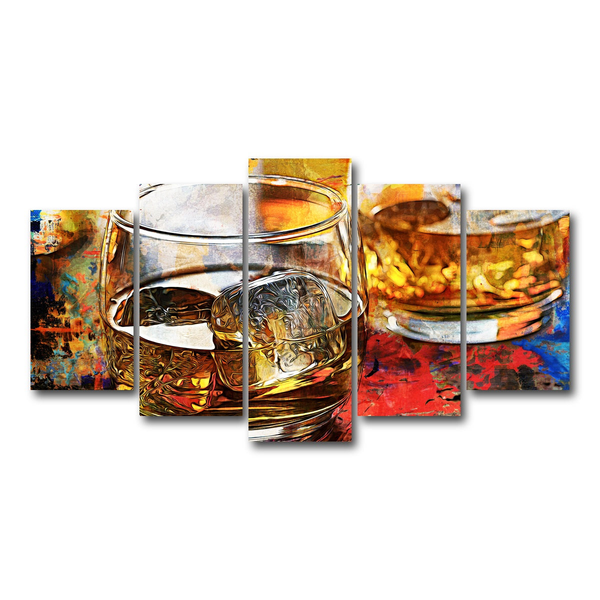 AUTO-MOCKUP WHITE | Bourbon Whiskey Abstract | 5 Piece | Gallery Wrap Canvas | group=5_normal