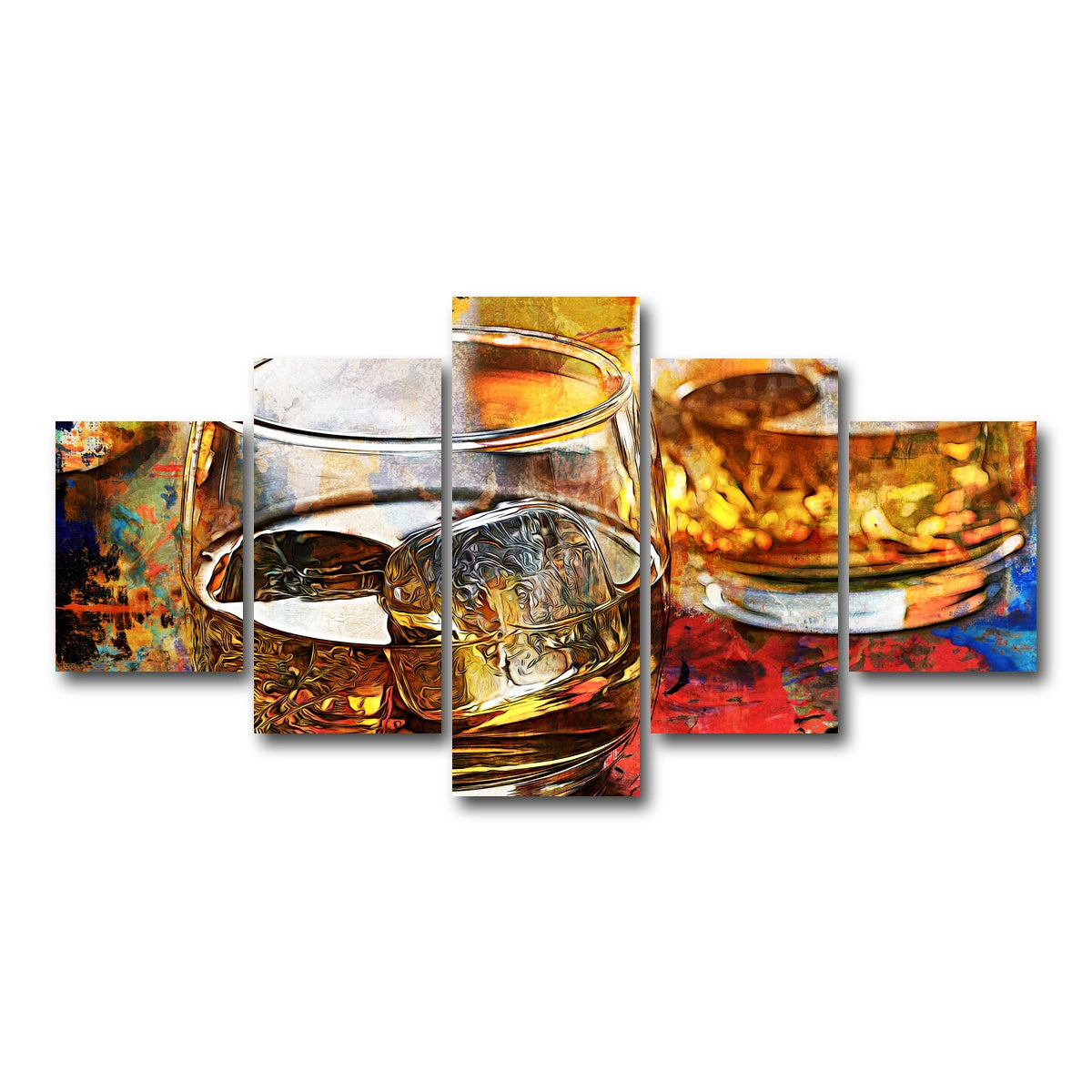 AUTO-MOCKUP WHITE | Bourbon Whiskey Abstract | 5 Piece | Gallery Wrap Canvas | group=5_short