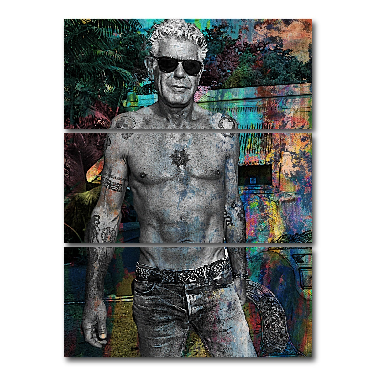 AUTO-MOCKUP WHITE | Bourdain Ripped | 3 Piece | Gallery Wrap Canvas | group=8x18_stacked
