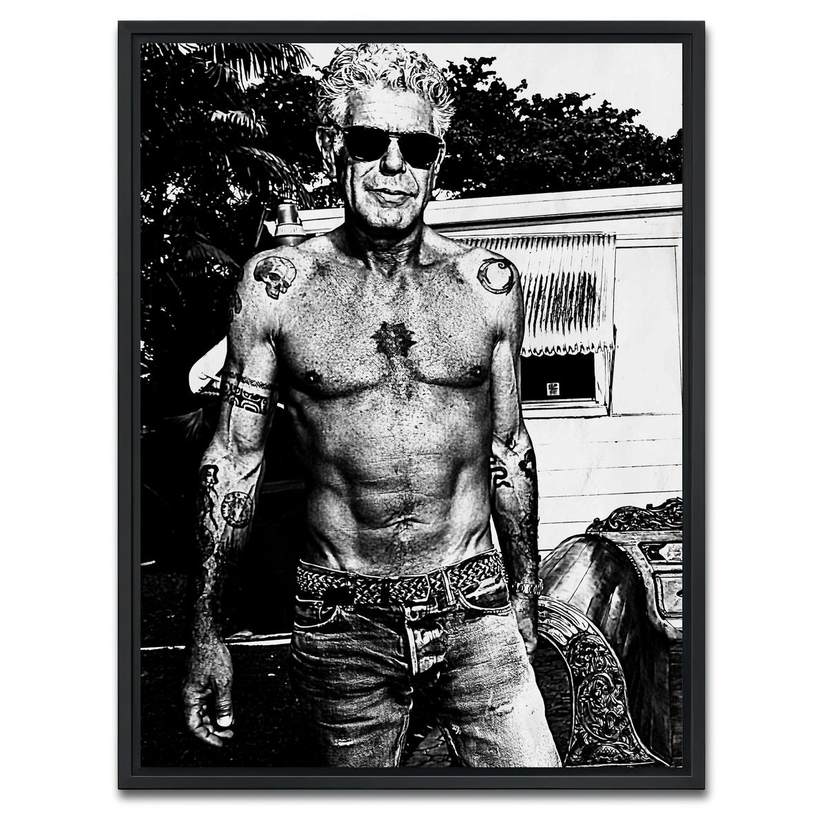 AUTO-MOCKUP WHITE | Bourdain Ripped in Ink | 1 Piece | Black Framed Canvas | group=3x4