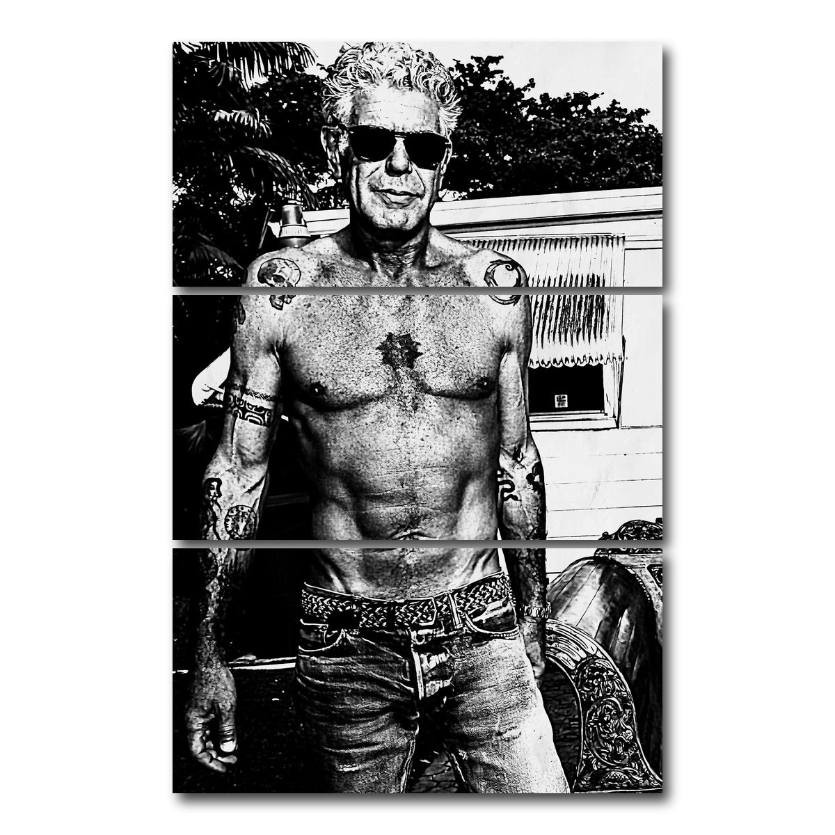 AUTO-MOCKUP WHITE | Bourdain Ripped in Ink | 3 Piece | Gallery Wrap Canvas | group=12x24_stacked