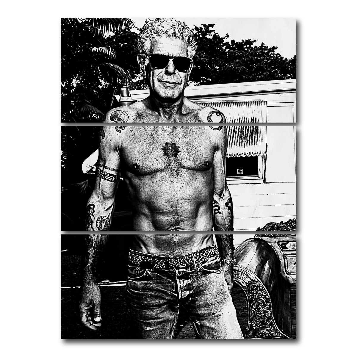 AUTO-MOCKUP WHITE | Bourdain Ripped in Ink | 3 Piece | Gallery Wrap Canvas | group=8x18_stacked