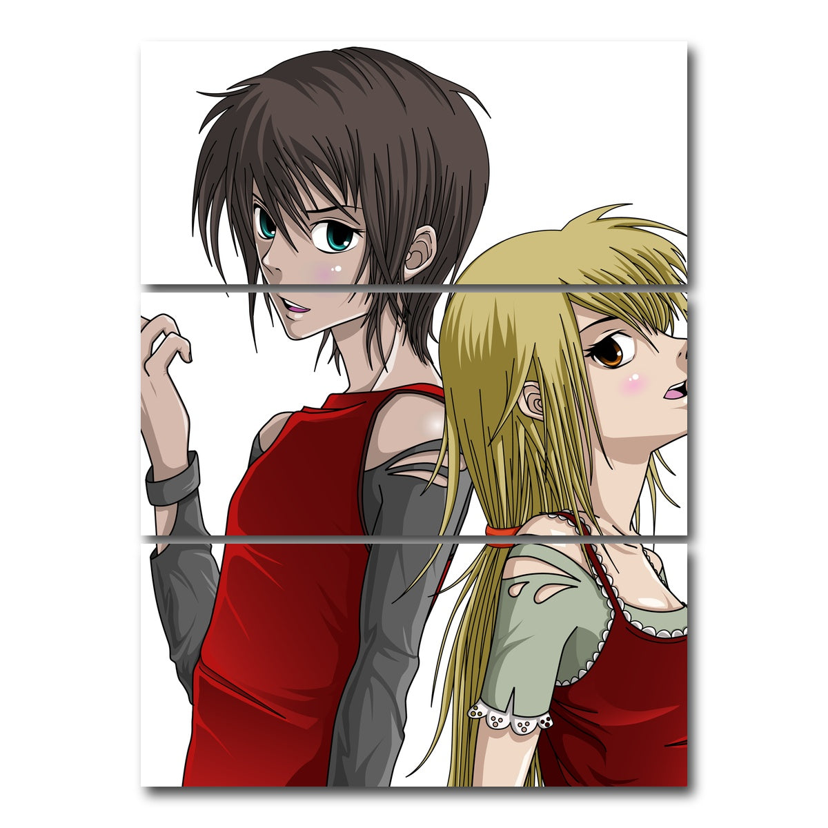 AUTO-MOCKUP WHITE | Boy & Girl Anime Style | 3 Piece | Gallery Wrap Canvas | group=8x18_stacked