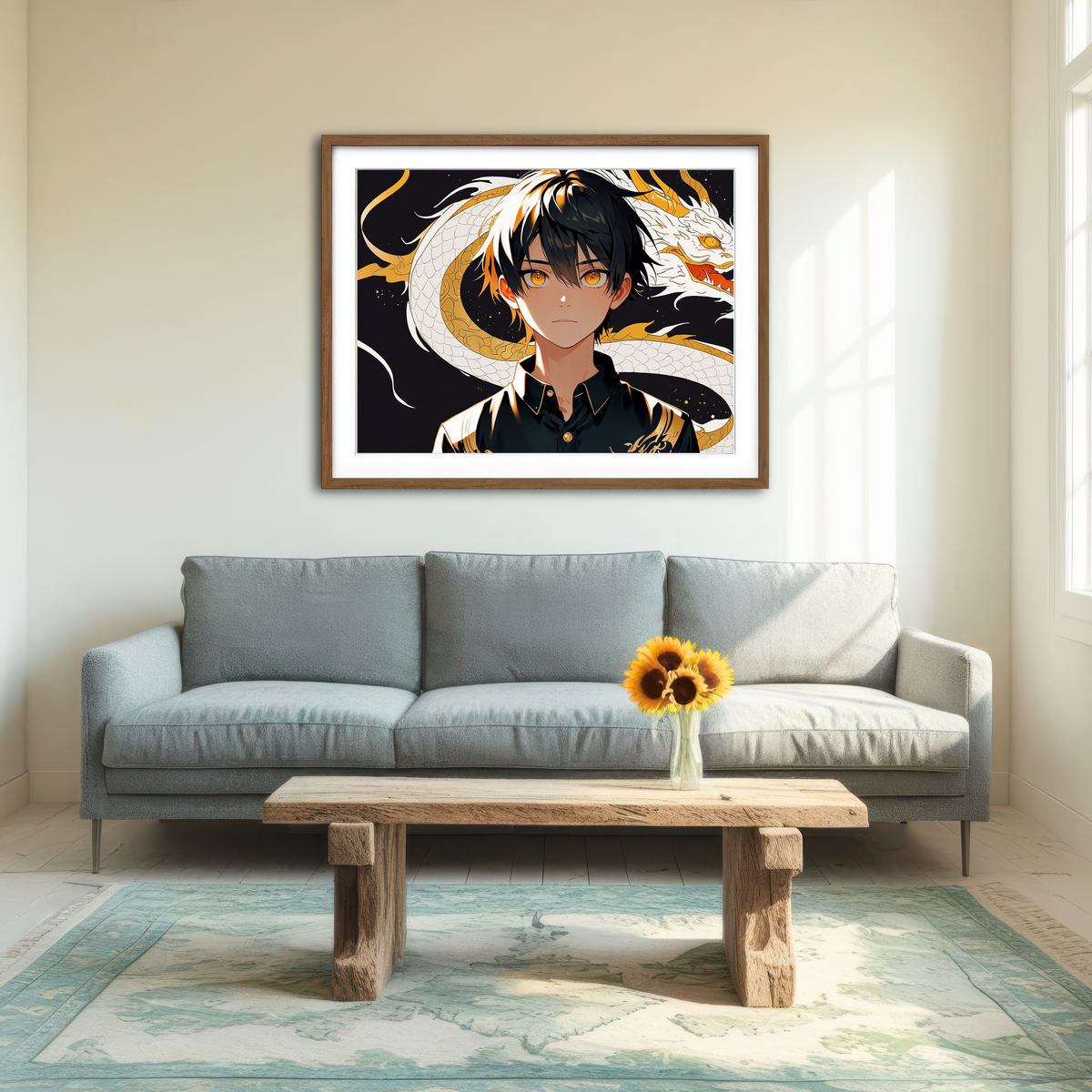 AUTO-MOCKUP ROOM | Boy with Dragon Wall Art