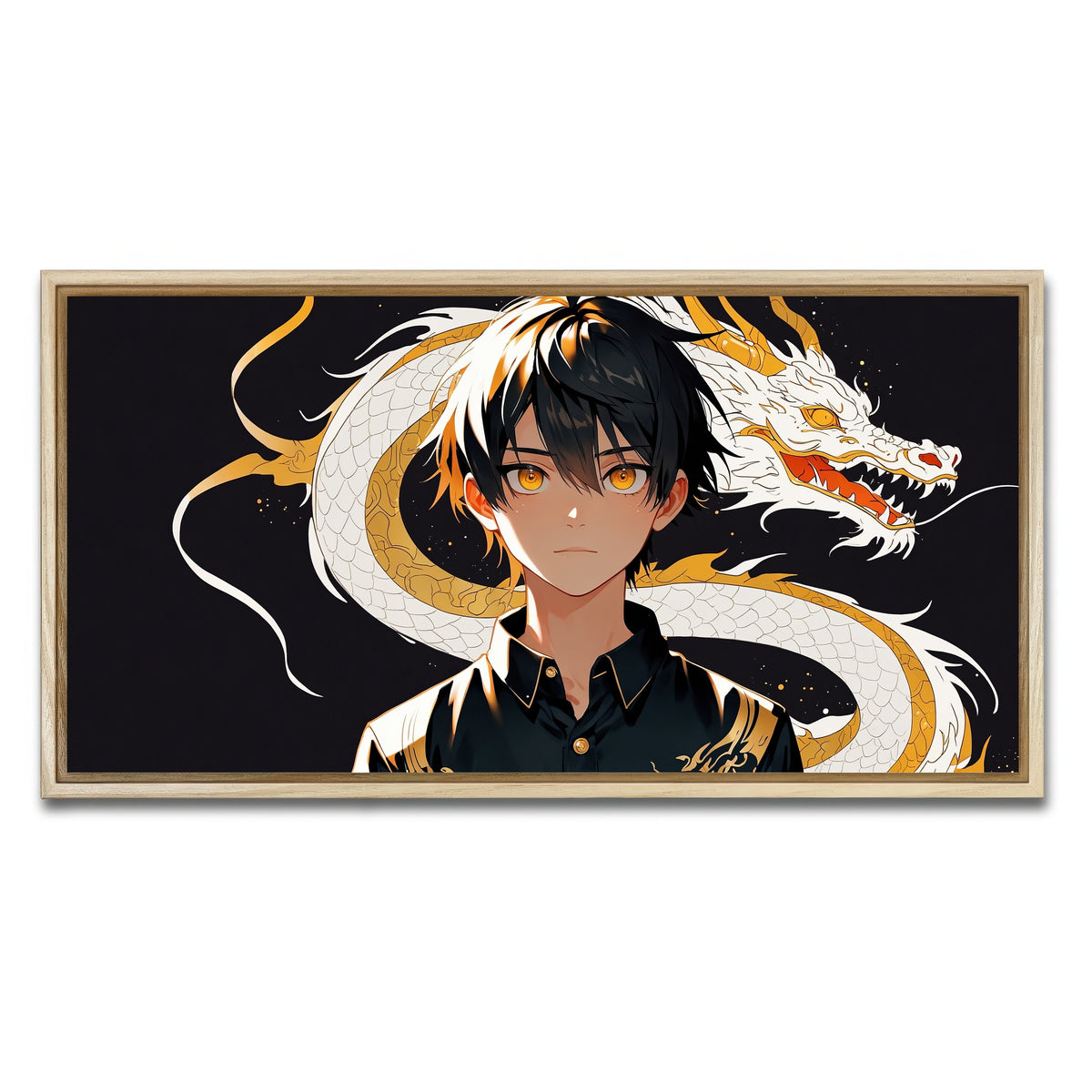 AUTO-MOCKUP WHITE | Boy with Dragon | 1 Piece | Natural Framed Canvas | group=2x1