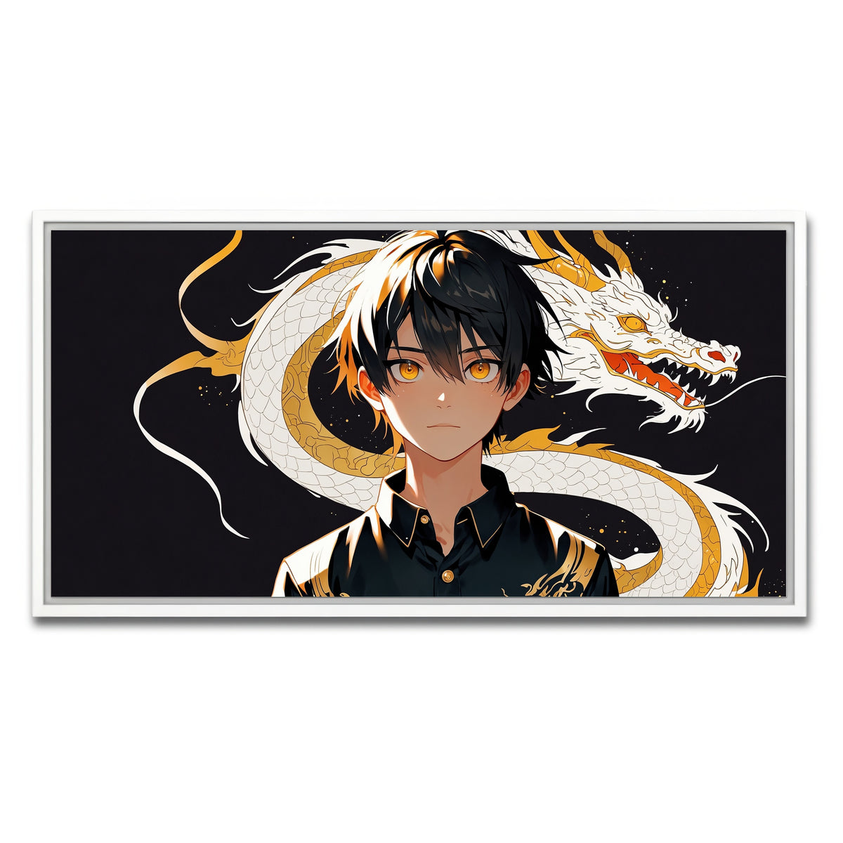 AUTO-MOCKUP WHITE | Boy with Dragon | 1 Piece | White Framed Canvas | group=2x1