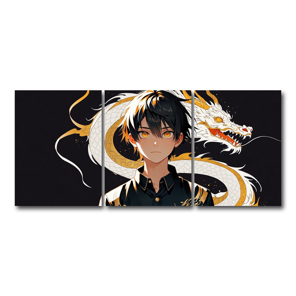 AUTO-MOCKUP WHITE | Boy with Dragon | 3 Piece | Gallery Wrap Canvas | group=18x24