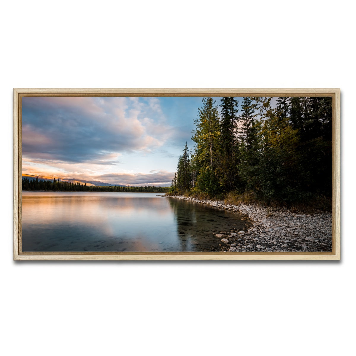 AUTO-MOCKUP WHITE | Boya Lake Sunset | 1 Piece | Natural Framed Canvas | group=2x1