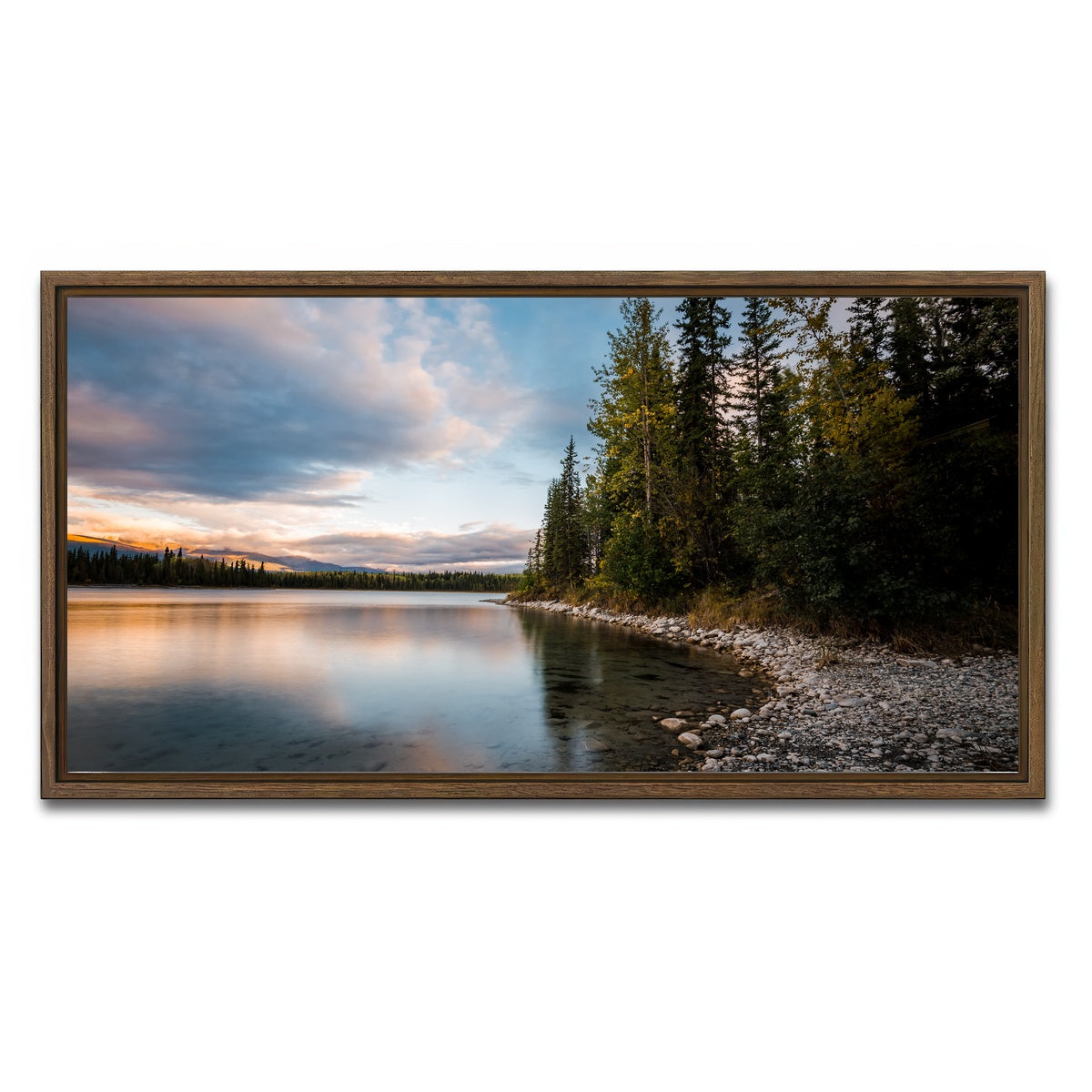 AUTO-MOCKUP WHITE | Boya Lake Sunset | 1 Piece | Walnut Framed Canvas | group=2x1