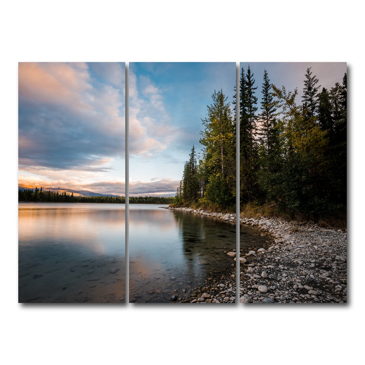 AUTO-MOCKUP WHITE | Boya Lake Sunset | 3 Piece | Gallery Wrap Canvas | group=8x18