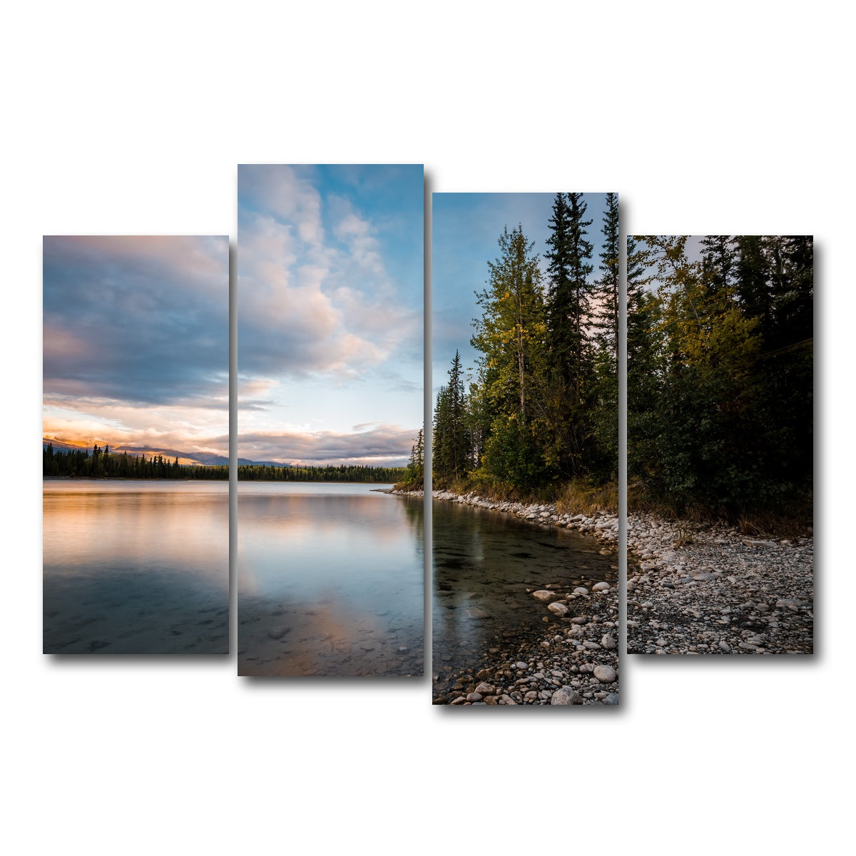 AUTO-MOCKUP WHITE | Boya Lake Sunset | 4 Piece | Gallery Wrap Canvas | group=4_normal
