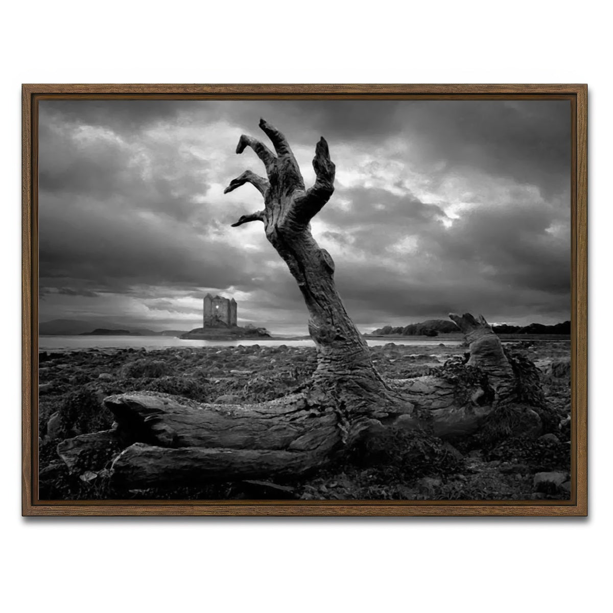 AUTO-MOCKUP WHITE | Branch Hand | 1 Piece | Walnut Framed Canvas | group=4x3