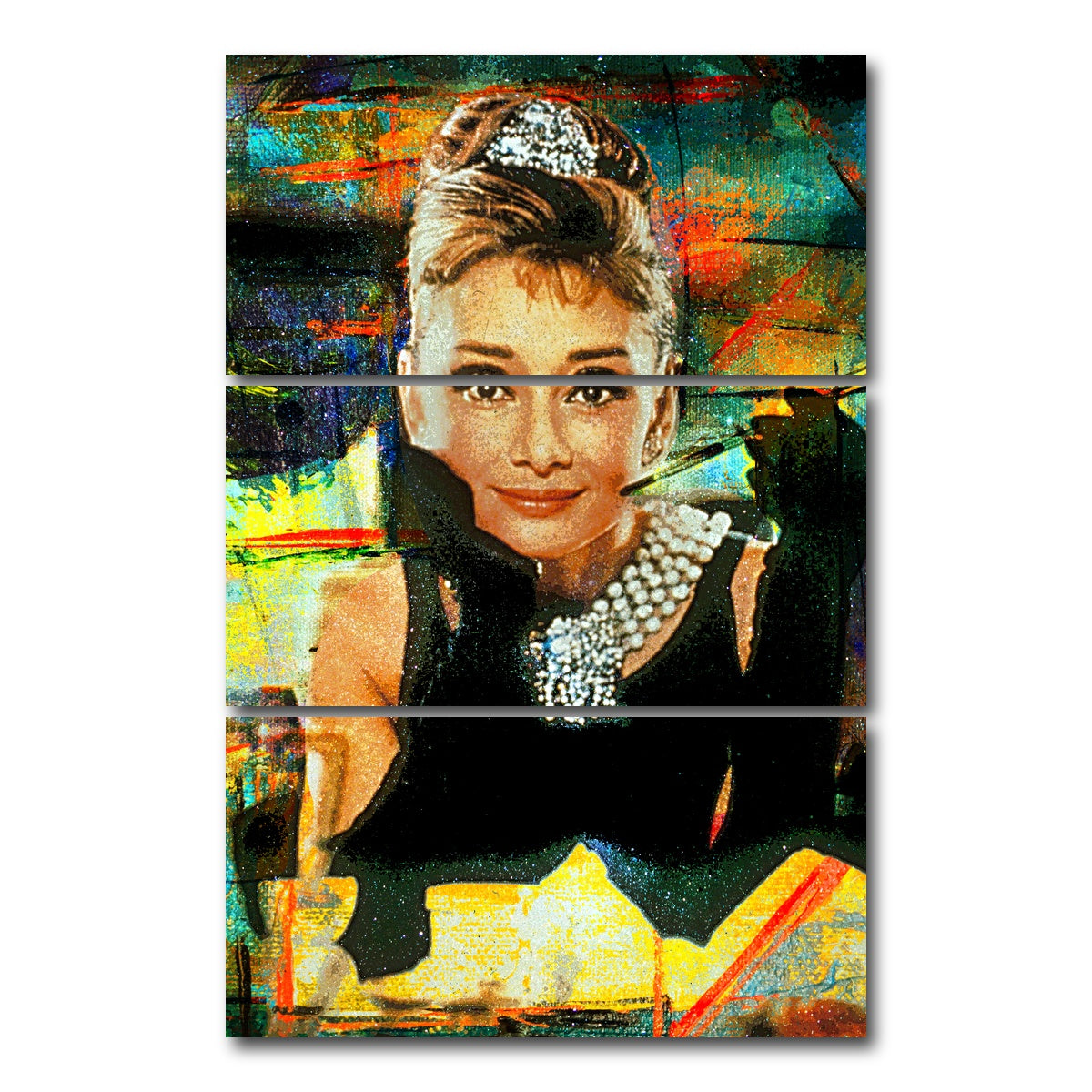 AUTO-MOCKUP WHITE | Breakfast At Tiffany's | 3 Piece | Gallery Wrap Canvas | group=12x24_stacked