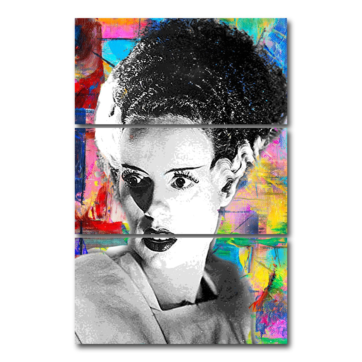 AUTO-MOCKUP WHITE | Bride of Frankenstein | 3 Piece | Gallery Wrap Canvas | group=12x24_stacked